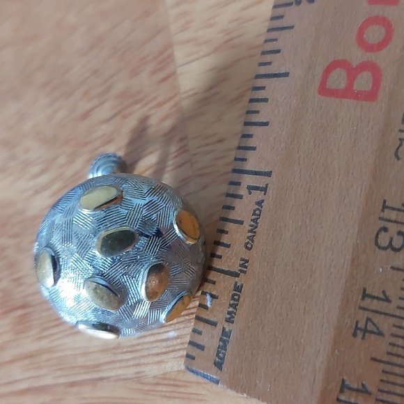 Vintage Textured Silvertone With Gold Screwback Button Earrings - Picture 3 of 4